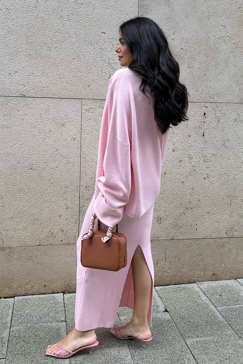 Minimalist Knit Long Sleeve Cardigan Cami Three Piece Set