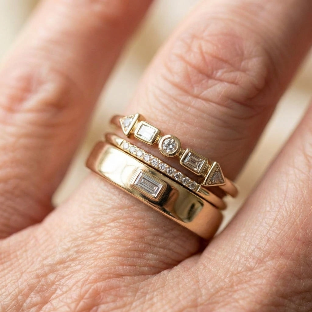 Vintage Golden Zirconia Ring Pack