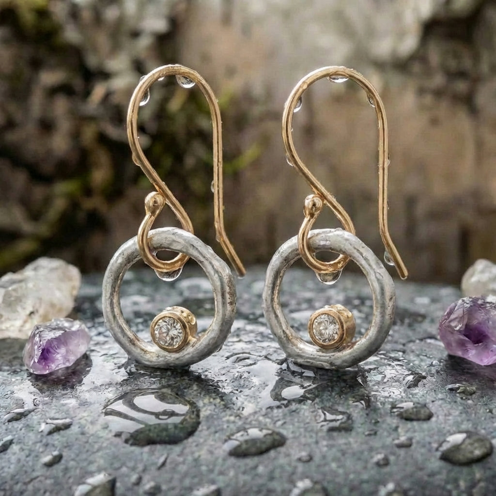 Vintage Gold & Silver Zirconia Earrings