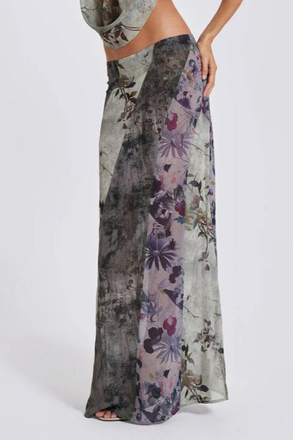 Botanical Print Bodycon Maxi Skirt