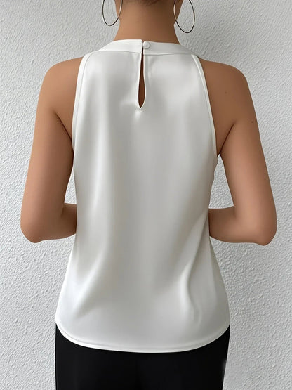 Avielle Halter Neck Blouse — Sleeveless Satin Finish Top for