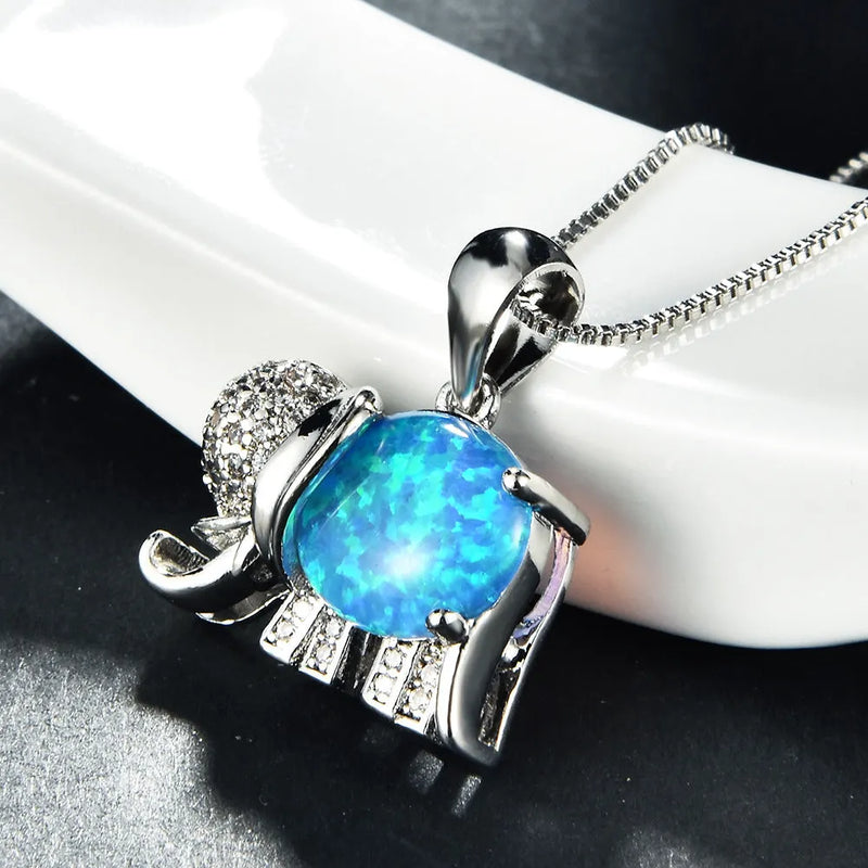 Elegant Blue Opal Necklace