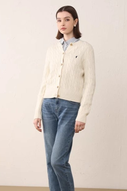 Crew Neck Versatile Long Sleeve Knit Cardigan