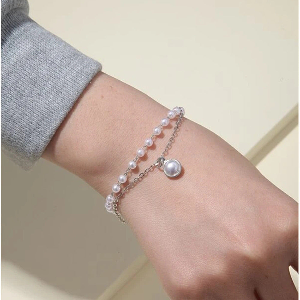 Elegant Pearl Beaded Silver