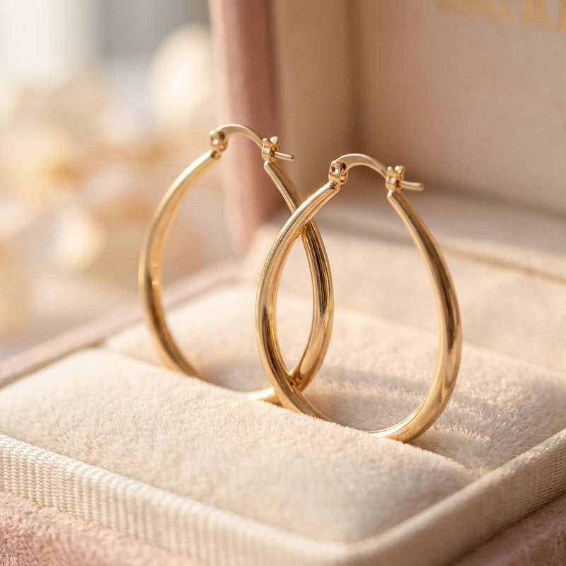 Classic Smooth Hoop Gold Earrings