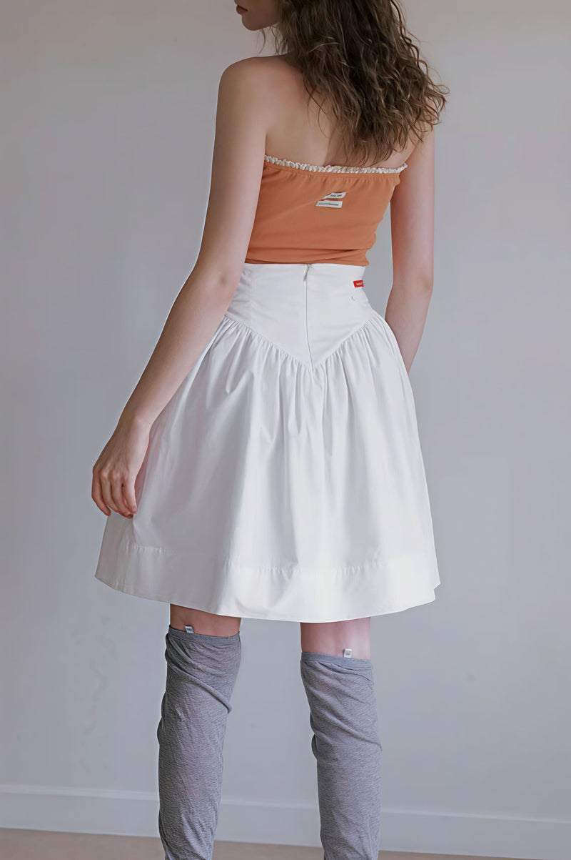 High Waist Pleated Waistband Tulip Youthful Mini Skirt