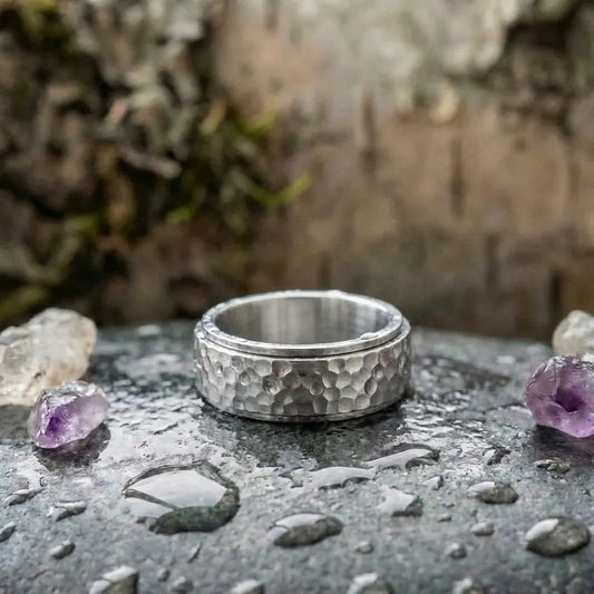 Hammered Titanium Spinner Ring