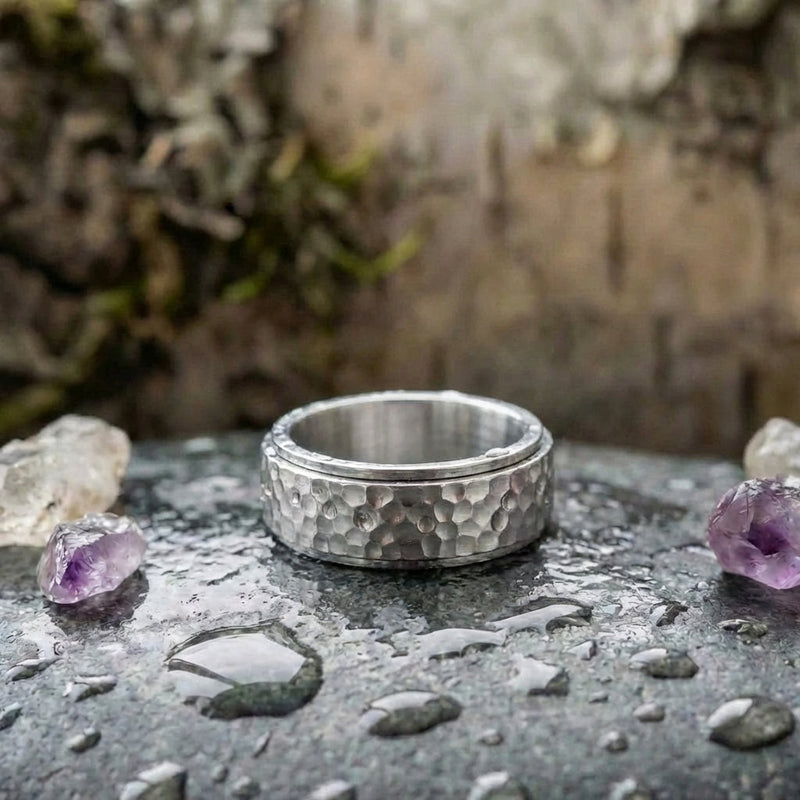 Hammered Titanium Spinner Ring