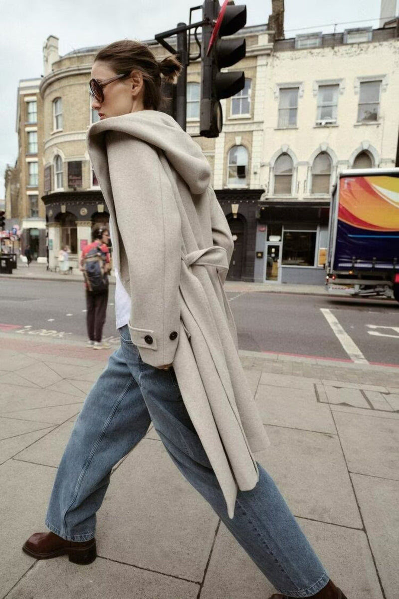 Soft Hooded Loose Fit Overcoat