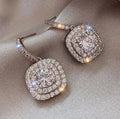 Vintage Silver Square White Stone Dangle