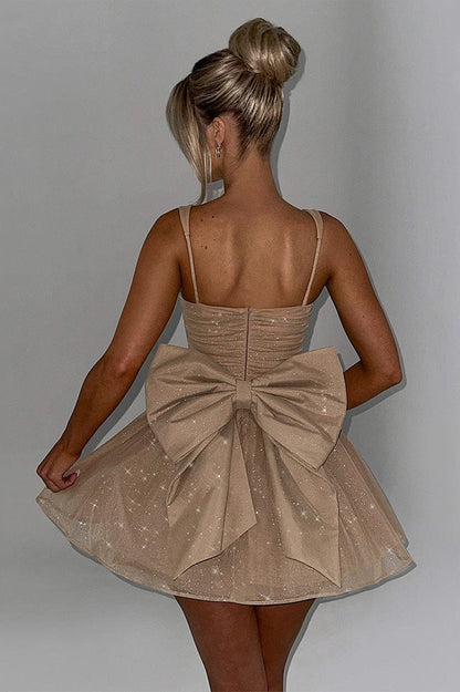 Satin Bow A-line Mini Dress
