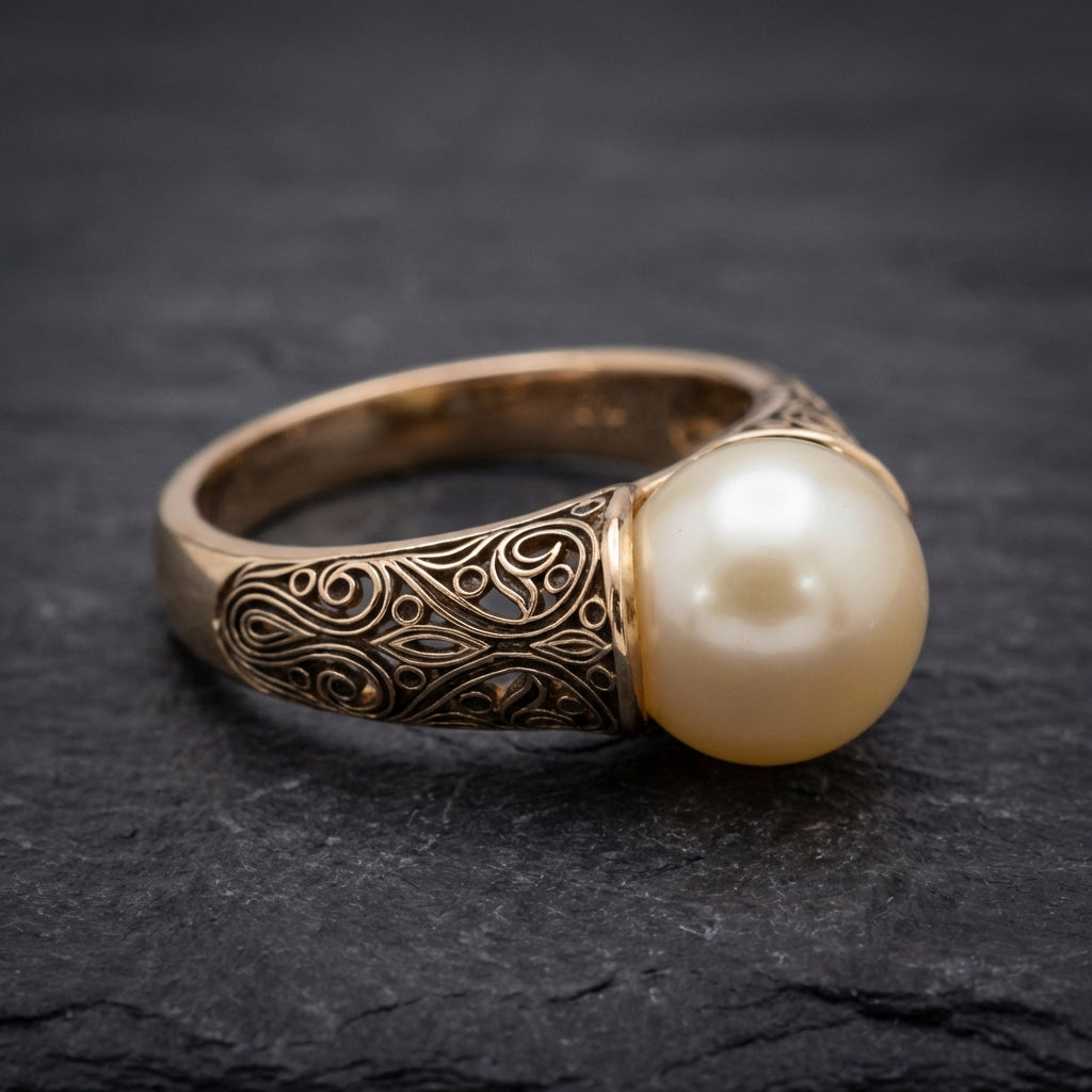 Vintage Gold Pearl Ring