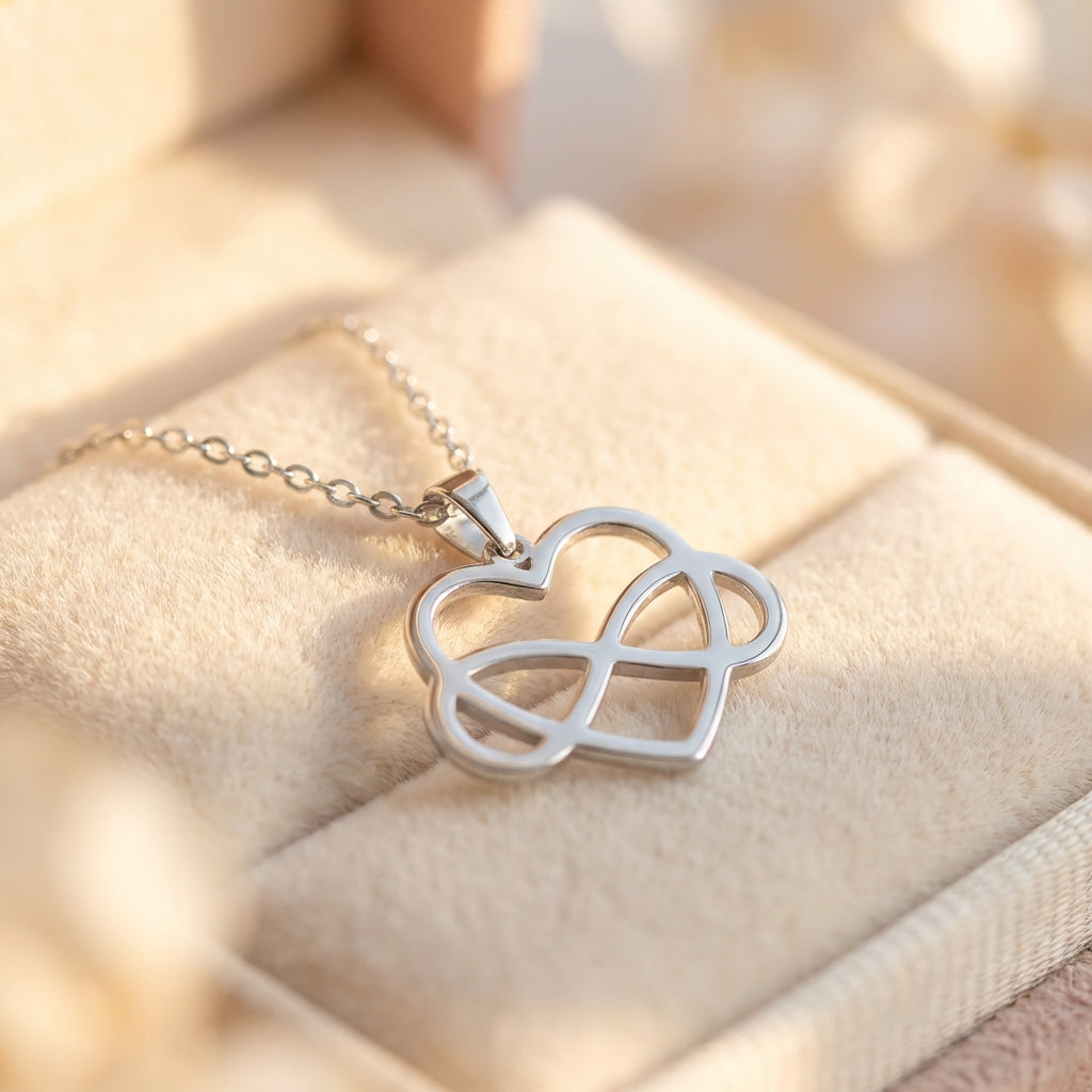 Vintage Infinite Heart Silver Necklace