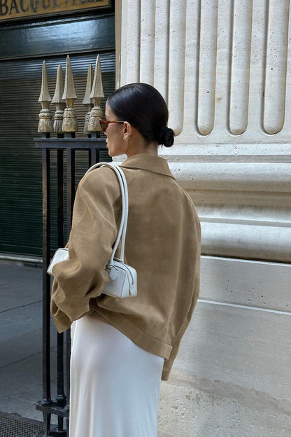 Suede Lad-style Notch-collar Coat