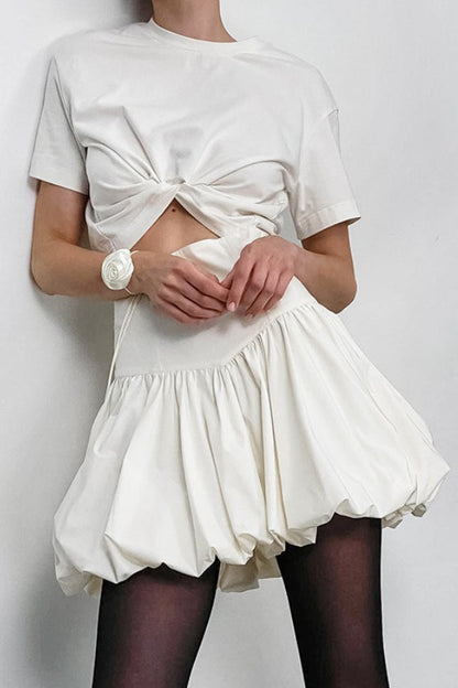 Cotton A-line High Waist Versatile Mini Skirt