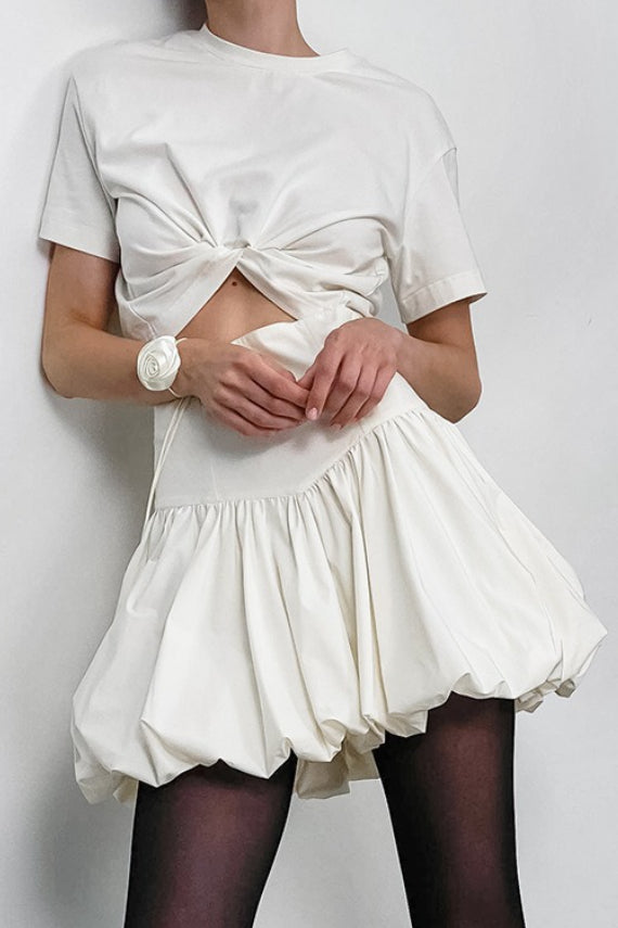 Cotton A-line High Waist Versatile Mini Skirt