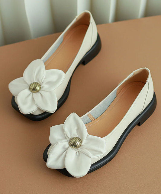 Splicing Flat Shoes White Faux Leather