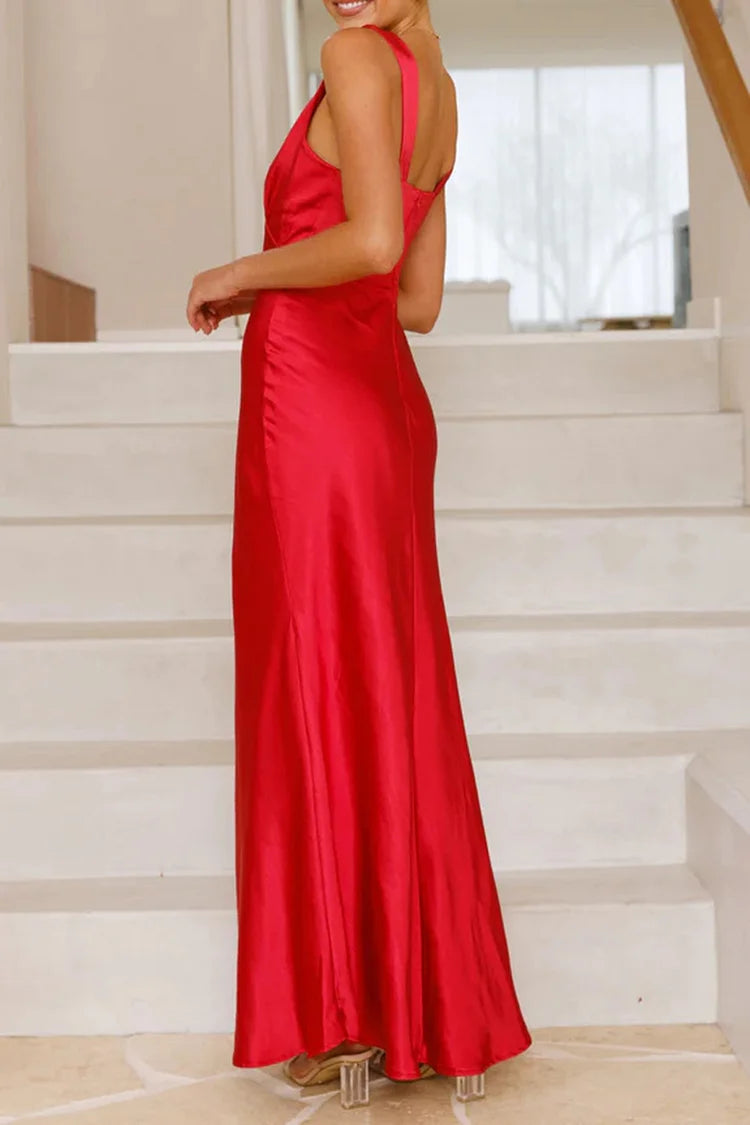 Neck Backless High Waist Slim Fit Color Gowns Maxi Dresses