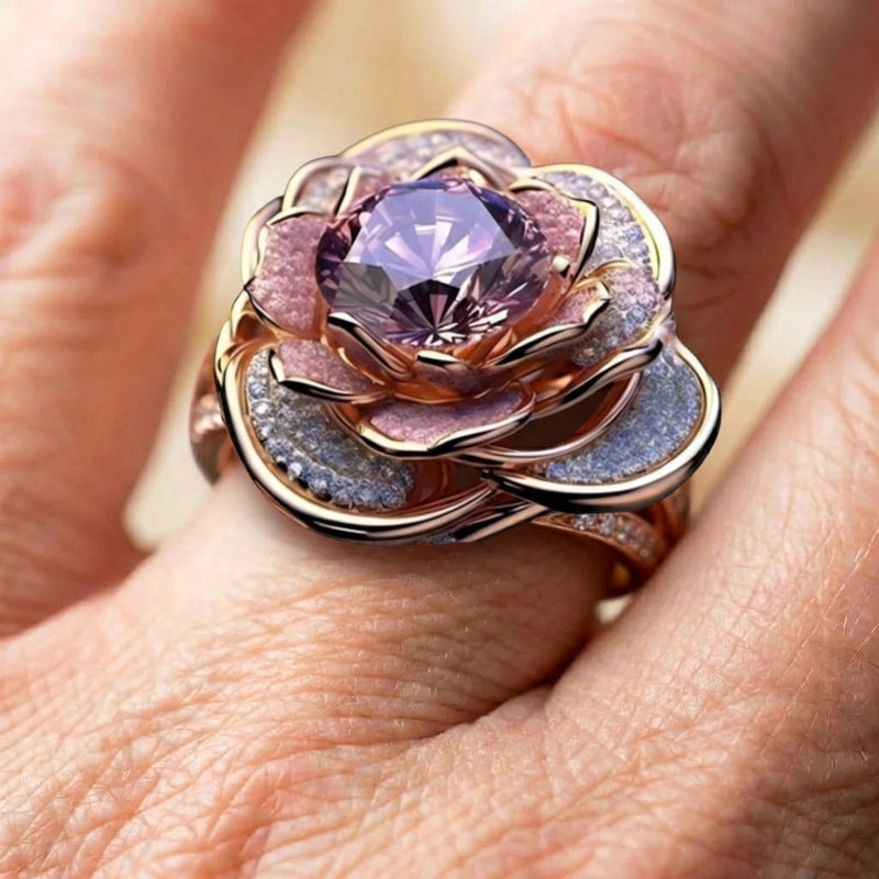 Layered Exotic Flower Bright Ring