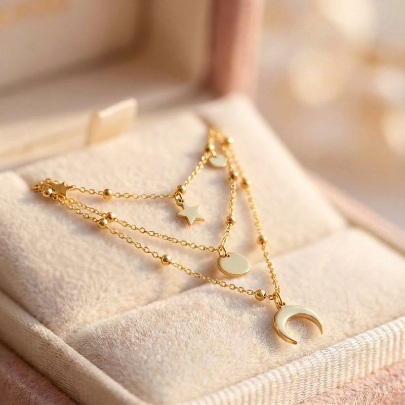 Vintage Moon Tassel Pendant Necklace