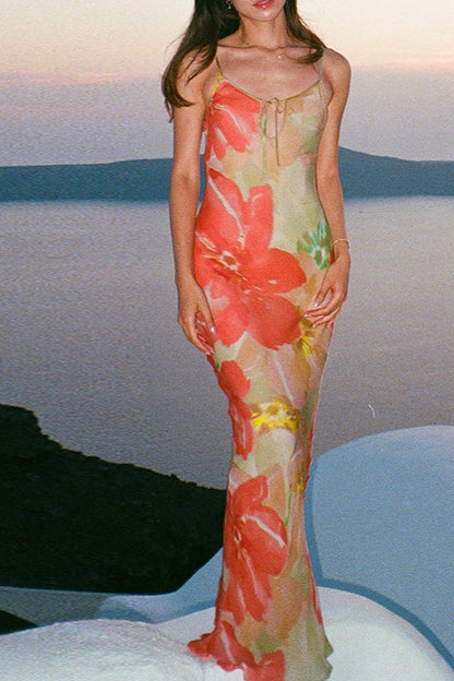 Tie Back Cutout Resort Cami Maxi Dress