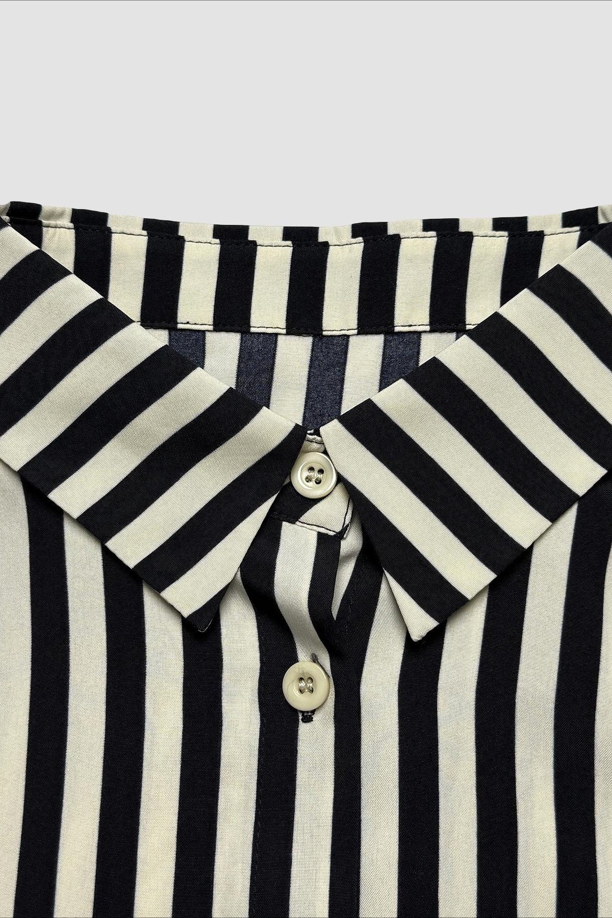Button Down Striped Short Sleeve Blouse Shorts Set