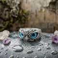 An Owl Of Good Luck Adjustable Ring In Silver And Opal