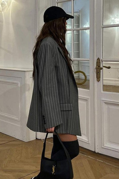 Striped Suit Blazer Two Piece Set