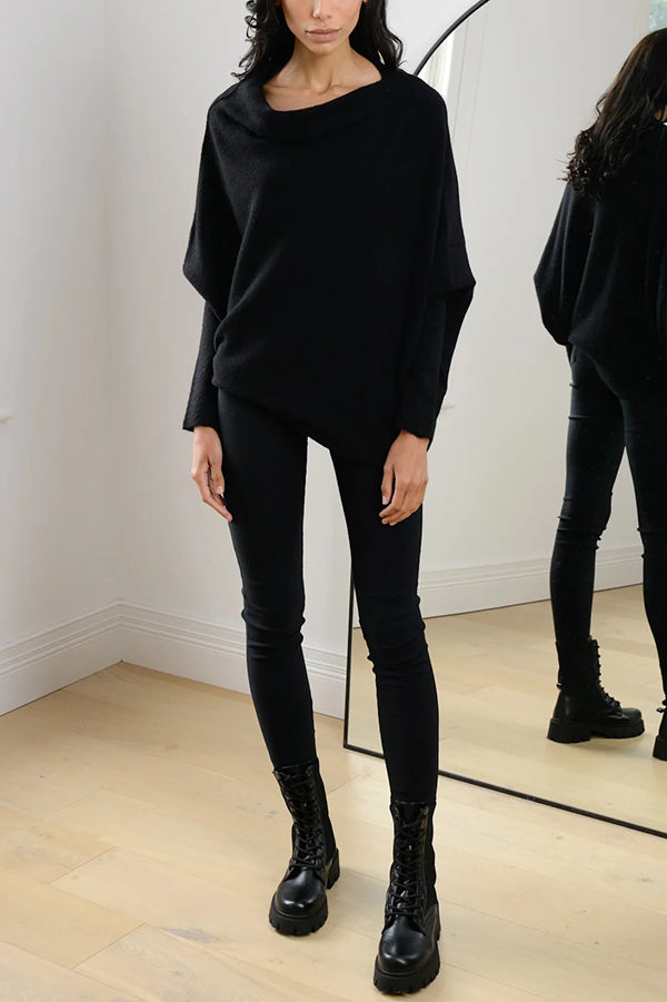 Color Round Neck Long Sleeve Loose Knitted Sweater