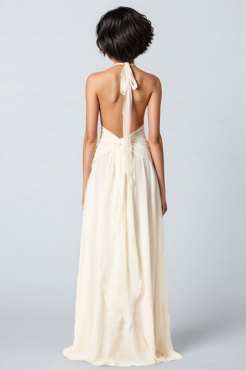 Varyf White 3d Flower Ruffled Maxi Dress