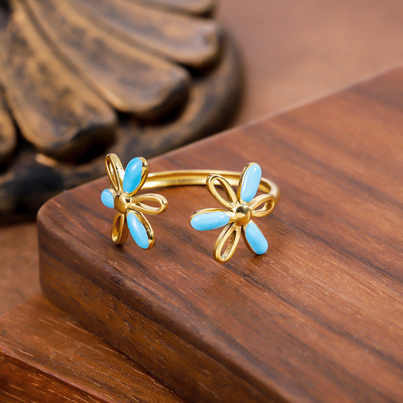 Elegant Turquoise Flower Ring
