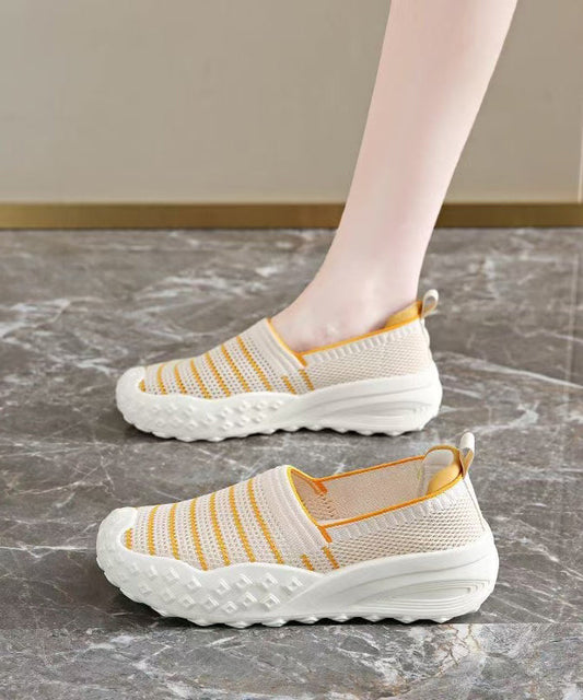 Yellow Breathable Mesh Flat Shoes for Splicing