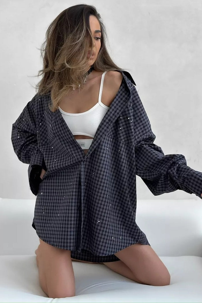 Oversized Short Sleeve Blouse