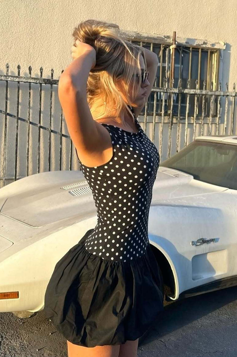 Polka Dot Cami Tulip Hem Mini Dress