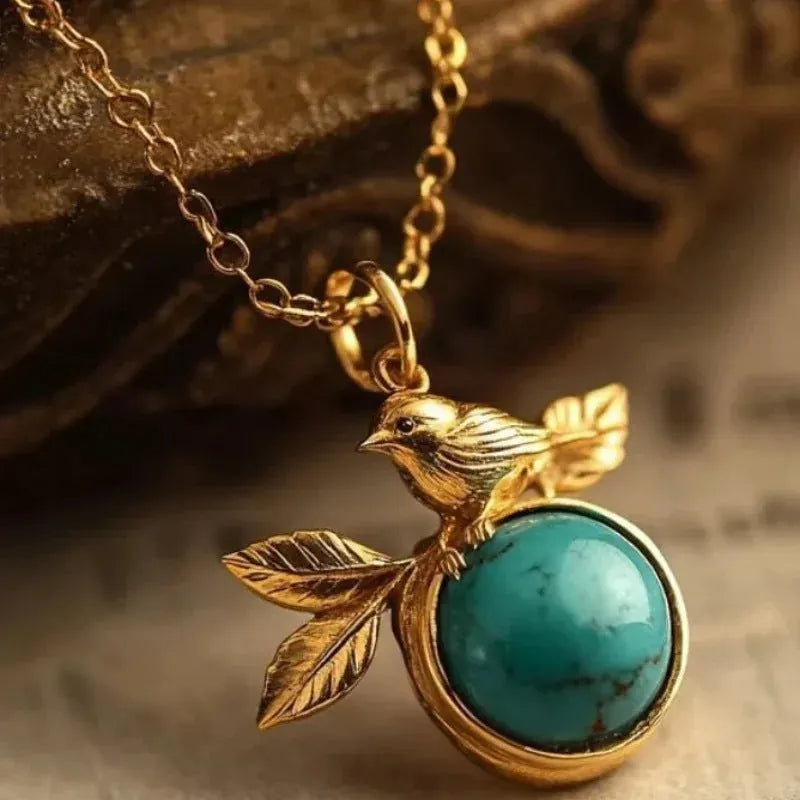 Vintage Turquoise Bird Necklace