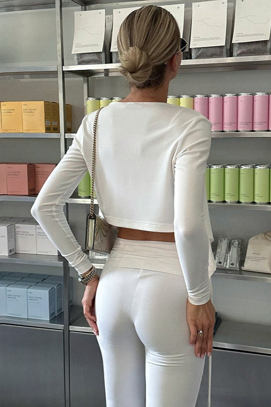 Stylish Tie High-rise Flared Two Piece Set