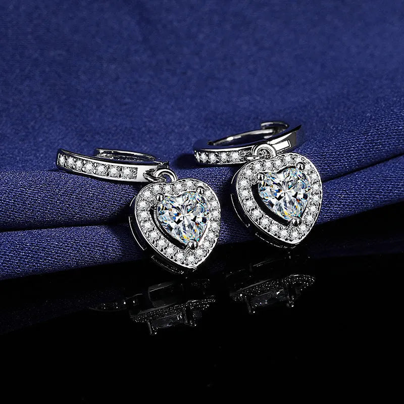 Elegant Heart Cut Crystal Huggie