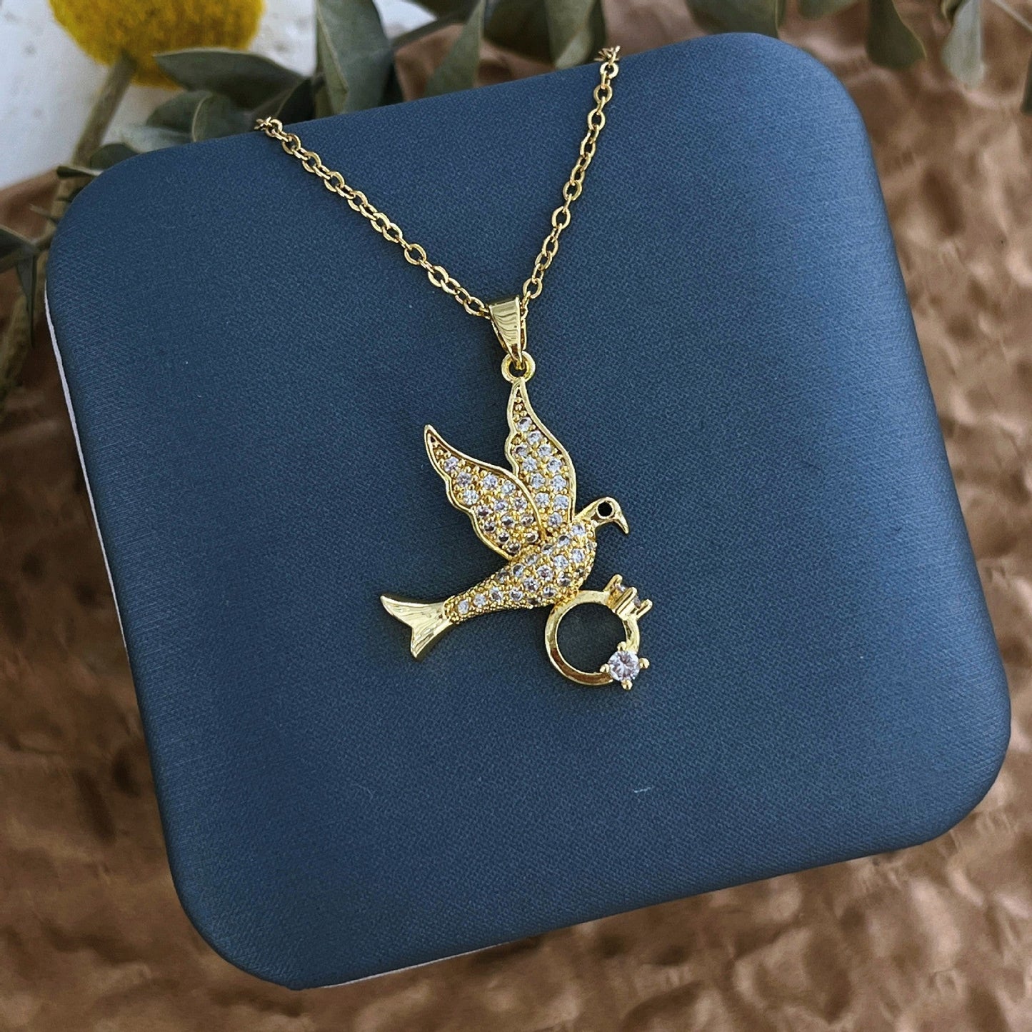Gold Dove Diamond Necklace