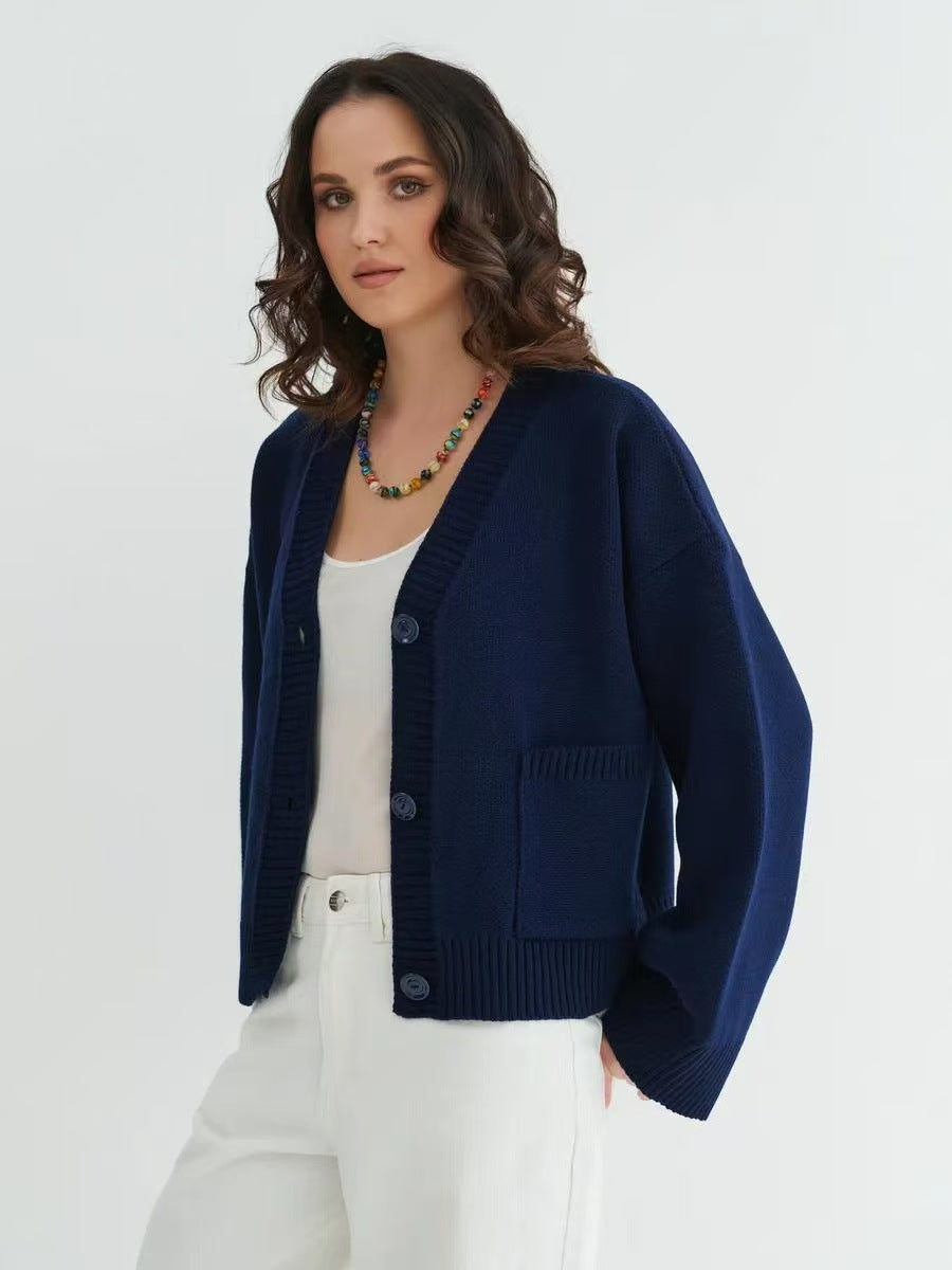 V-neck Pocket Knit Cardigan