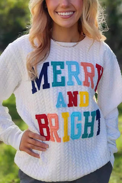 Christmas Letter Print Loose Long-sleeved Sweatshirt