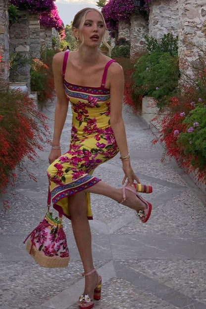 Print Slim Cami Midi Dress