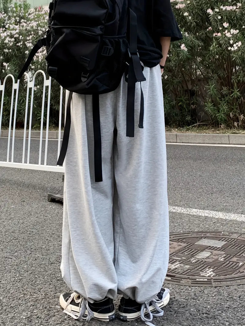 Color Retro Sport Drawstring Baggy Sweatpants