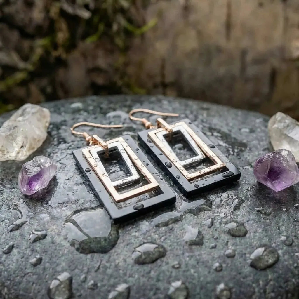 Vintage Hollow Rectangle Earrings
