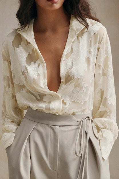 Jacquard Turtleneck Blouse
