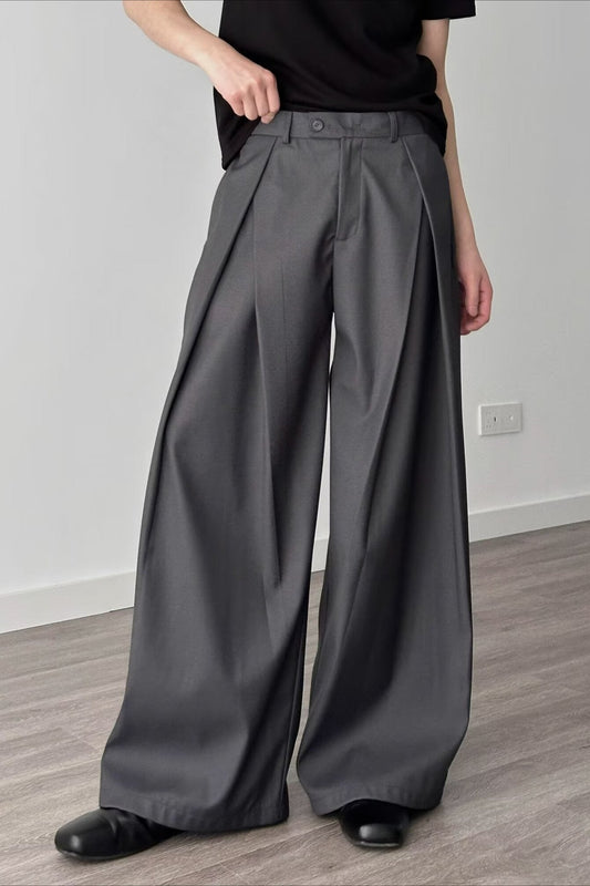 3d Pleat A-line Wide Leg Pants