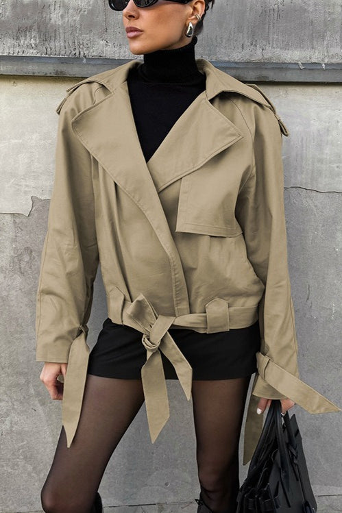 Barn-style Khaki Belted Trench Coat