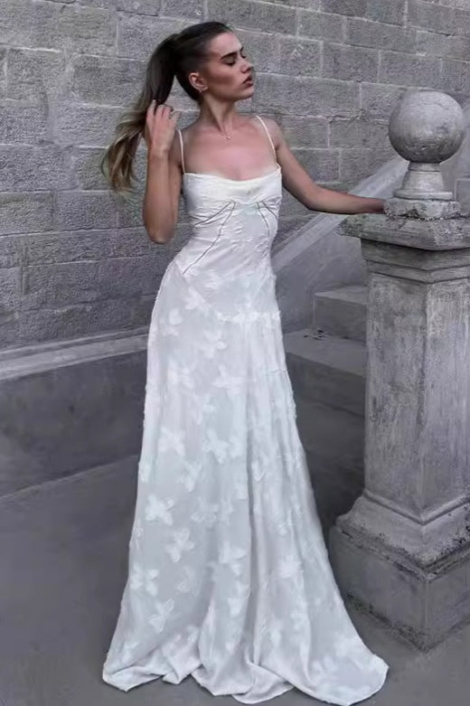 Cream Strap Backless Maxi Dress