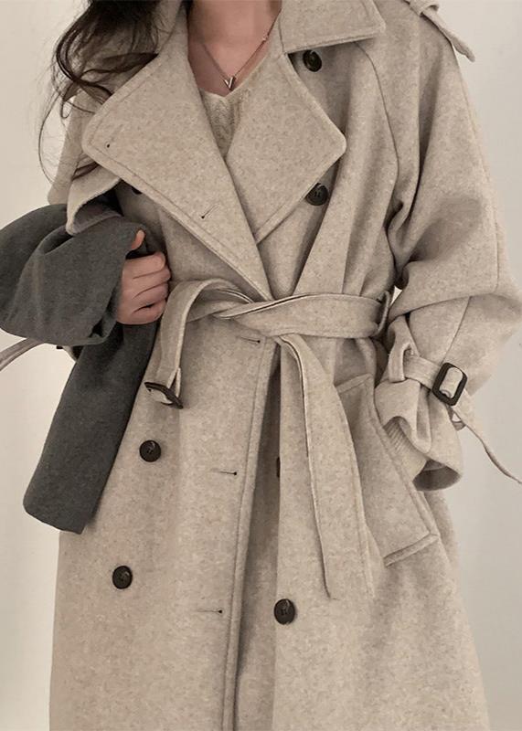 Double Breasted Woolen Coat - Mid-length Slimming Classic