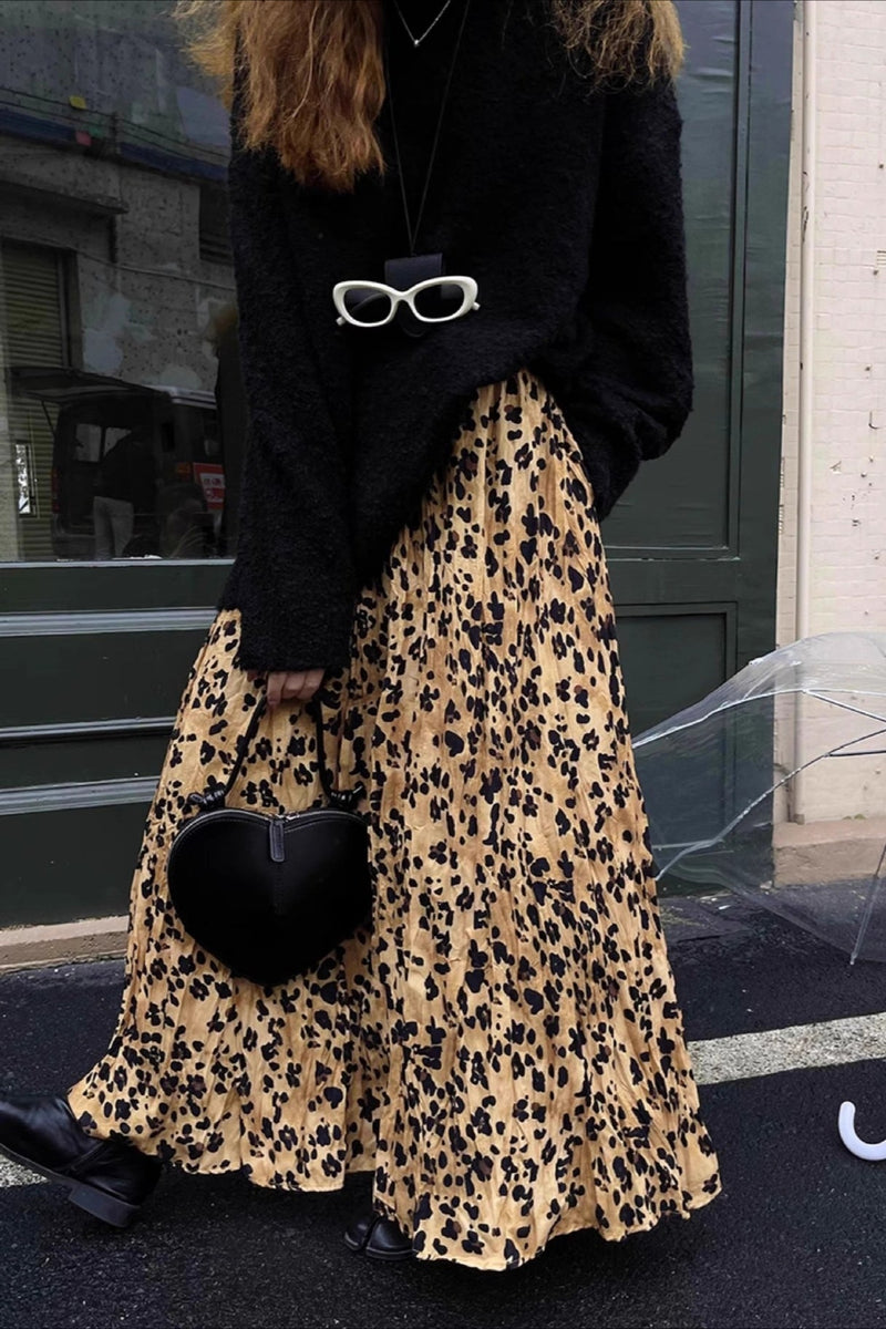 Leopard Midi Flare Skirt