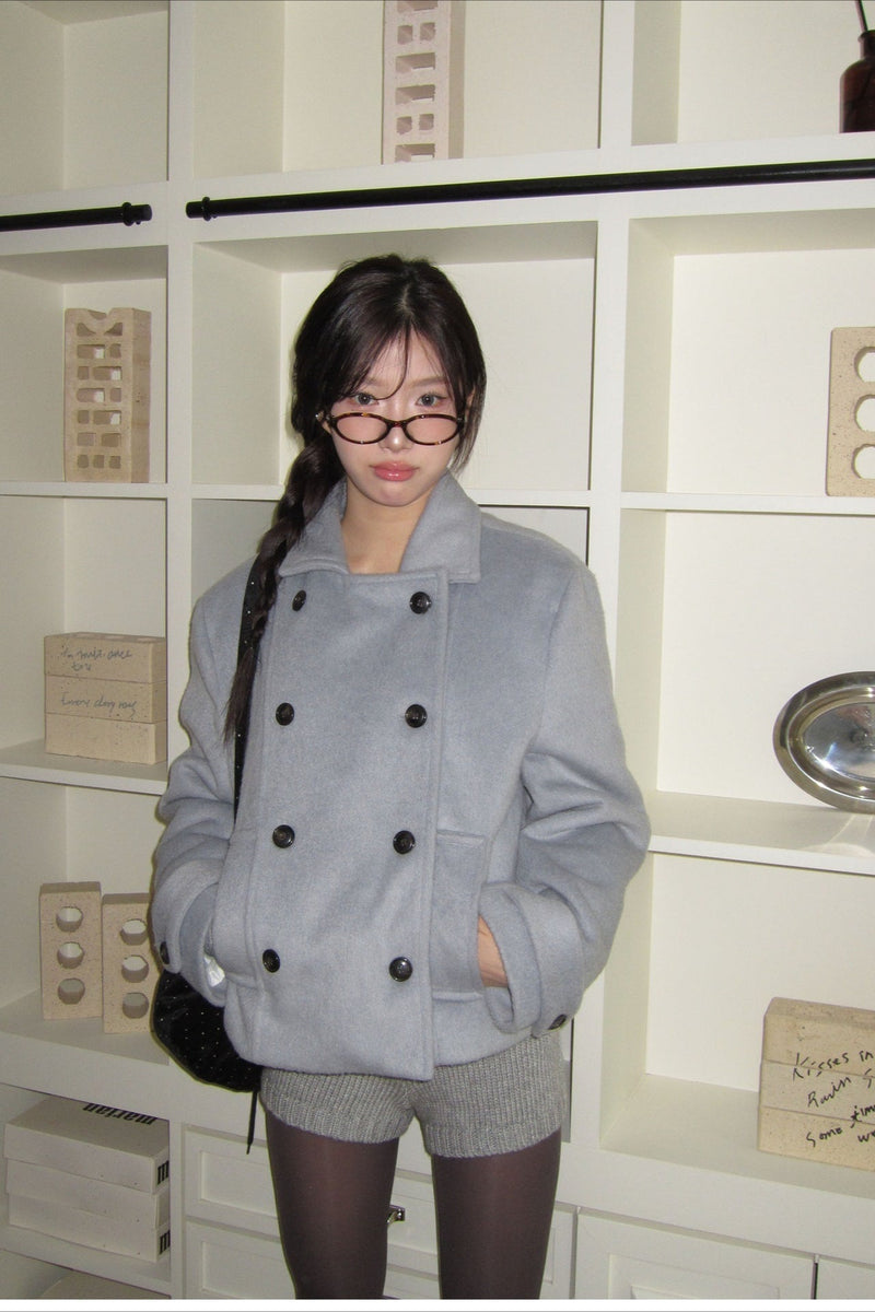 Preppy Fleece-lined Wool Blend Short Coat